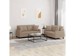 Vidaxl 2 Pcs Conjunto Sofás C/ Almofadas Couro Artificial Cappuccino