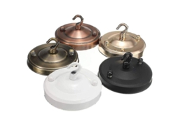 Kit De Suporte De Placa De Teto Para Lâmpada Pendente Em Ferro, Carga Máxima 10kg, 2 Unidades, Fácil Instalação Preto