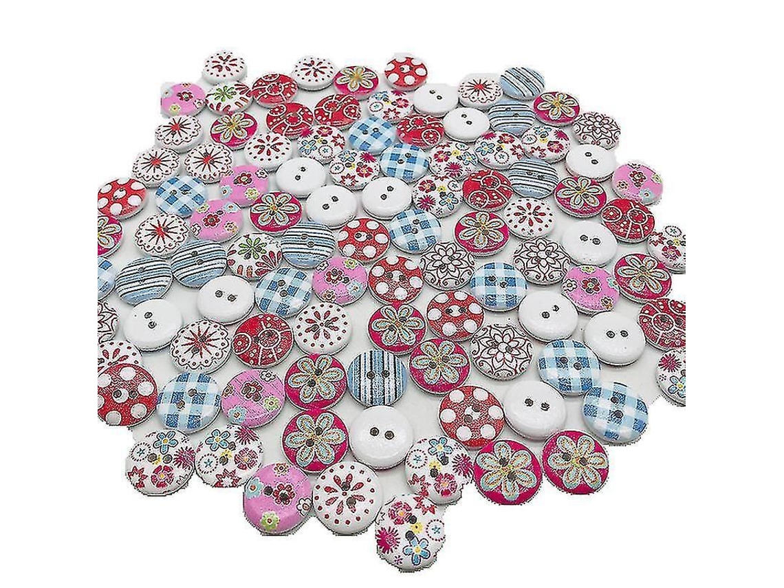 2026 pacote de 200 Botões de Madeira Multicolor de 15 Mm para Artesanato e Costura, Material Seguro e Durável