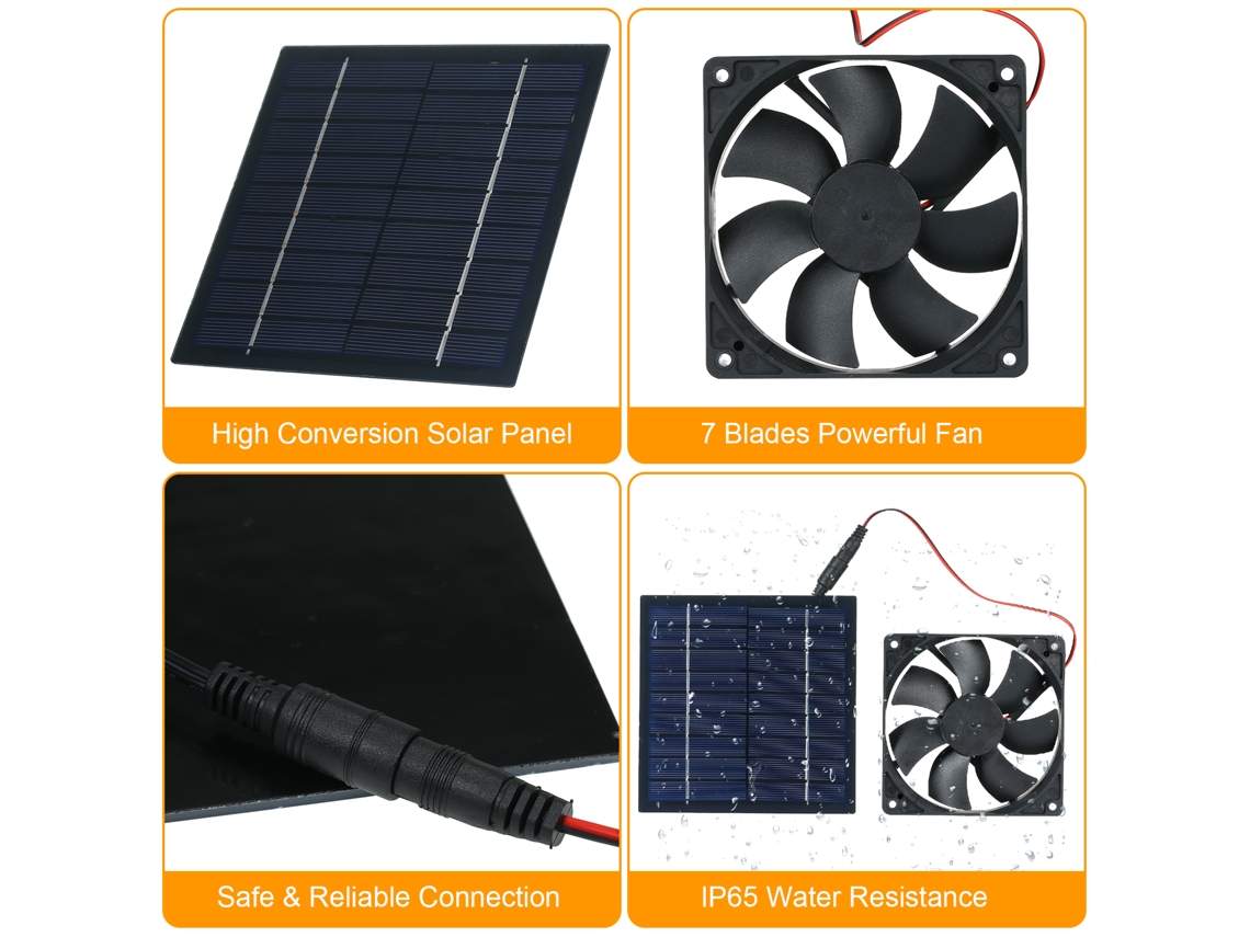 Ventilador Solar 5w 6v Ip65 Casa Cão Galinha Estufa Rv Telhado