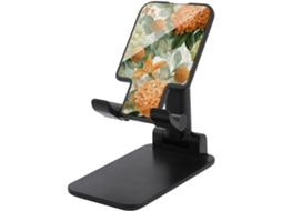 Suporte Dobrável E Ajustável Para Celular, Ideal Para Mesa, Com Estampa De Orquídeas Em Tons Pastel Laranja E Verde