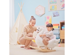 Jouet À Bascule Cygne À Bascule Pour Enfant De 18 Mois Et Plus Fonction Musique Pieds En Bois - Blanc Et Rose