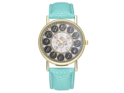 Reloj Analógico De Cuarzo De Mujer/hombre Con Correa De Pu Zhoulianfa (menta)