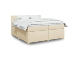 Vidaxl Cama Com Molas/colchão 200x200 Cm Tecido Cor Creme