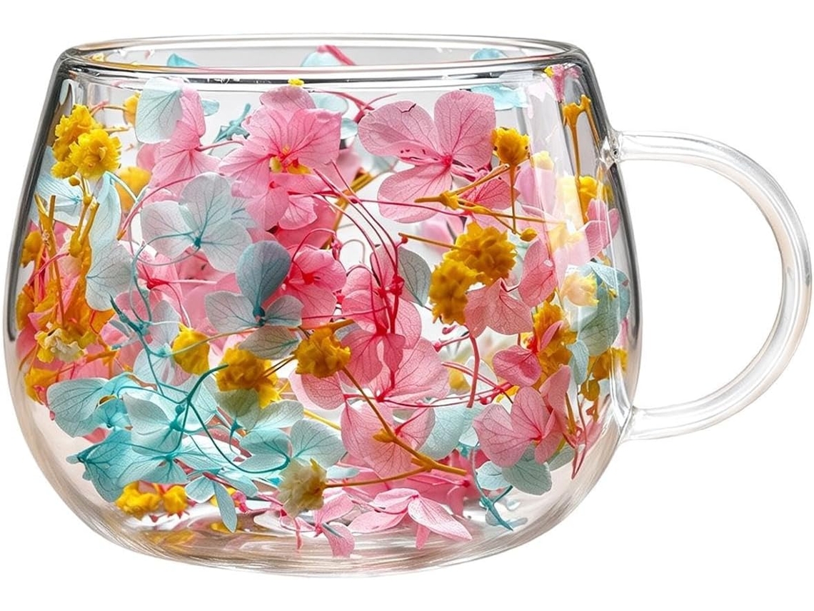 Copos De 250ml Com Dupla Camada E Pétalas Transparentes.