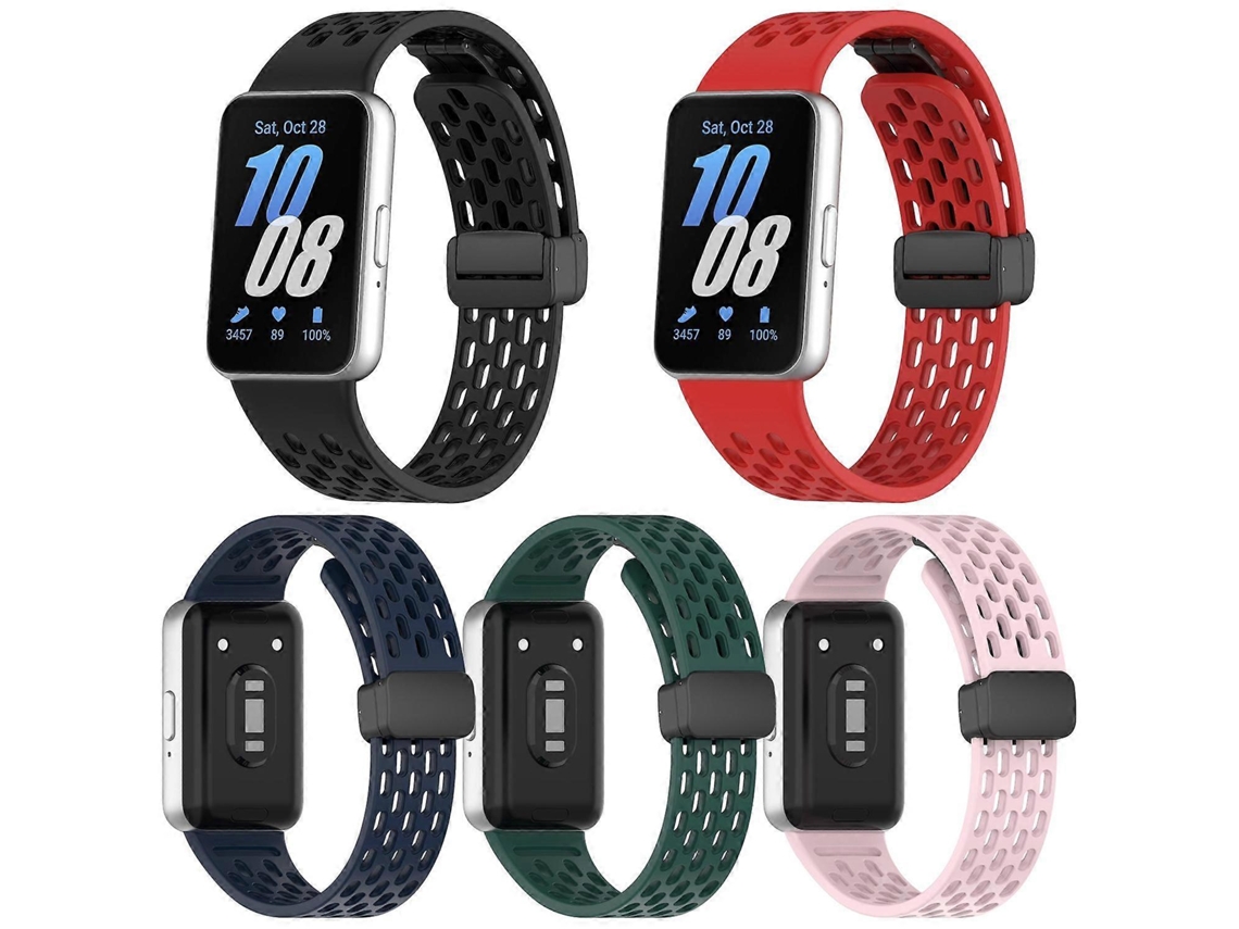 Pacote Com 5 Pulseiras De Silicone Xdfind Com Fecho Magnético Preto Estilo Furo Para Samsung Galaxy Fit3