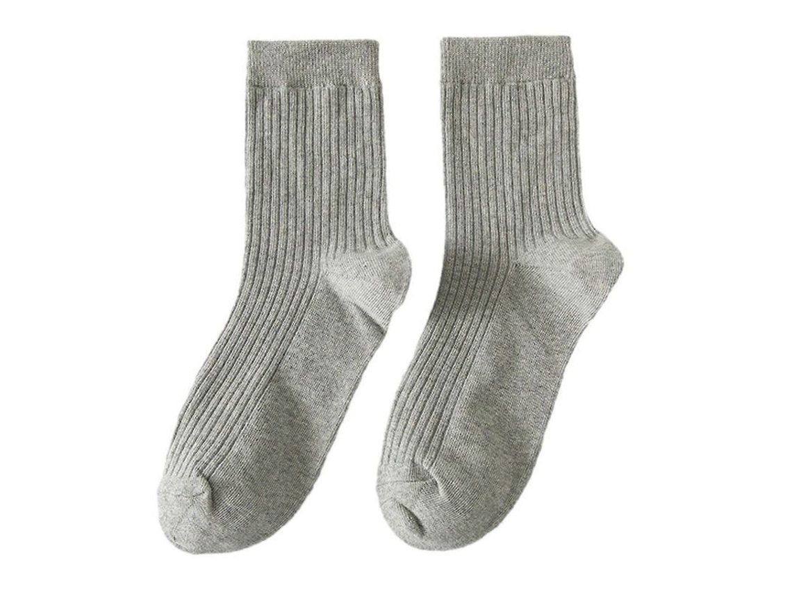 Calcetines De Algodón Para Hombre Medios Rayados Antideslizantes Elásticos Transpirables Sin Olor Talla Única Cinza Claro