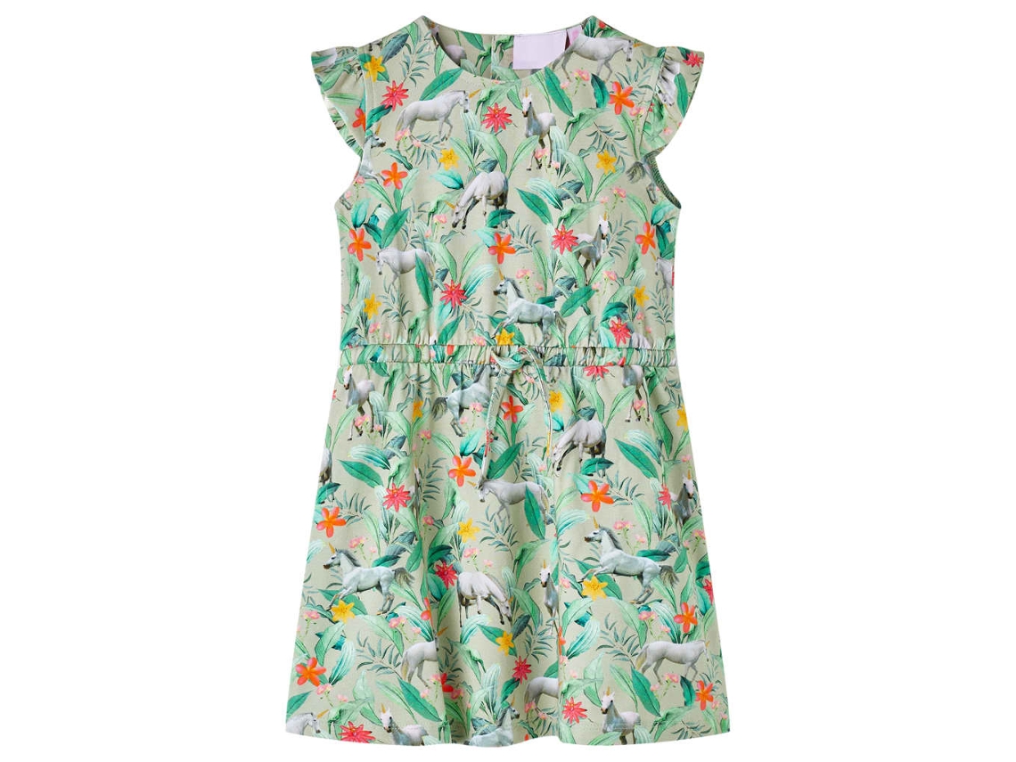 Vestido De Criança Com Manga Sino Caqui-claro 104