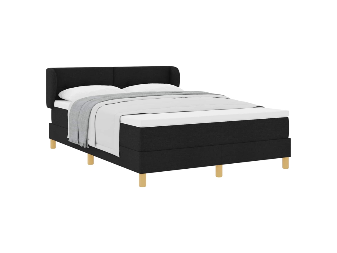 Cama Box com Cabeceira Preto 140 X 200 Cm Tecido MAISON EXCLUSIVE