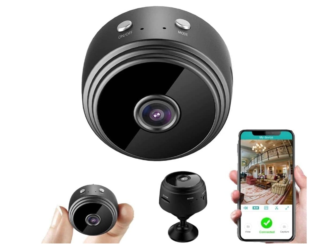 Minicâmeras Espiãs Câmera de Vídeo Pequena Portátil Sem Fio Hd 1080p Oculta Segurança Residencial Preta USHION