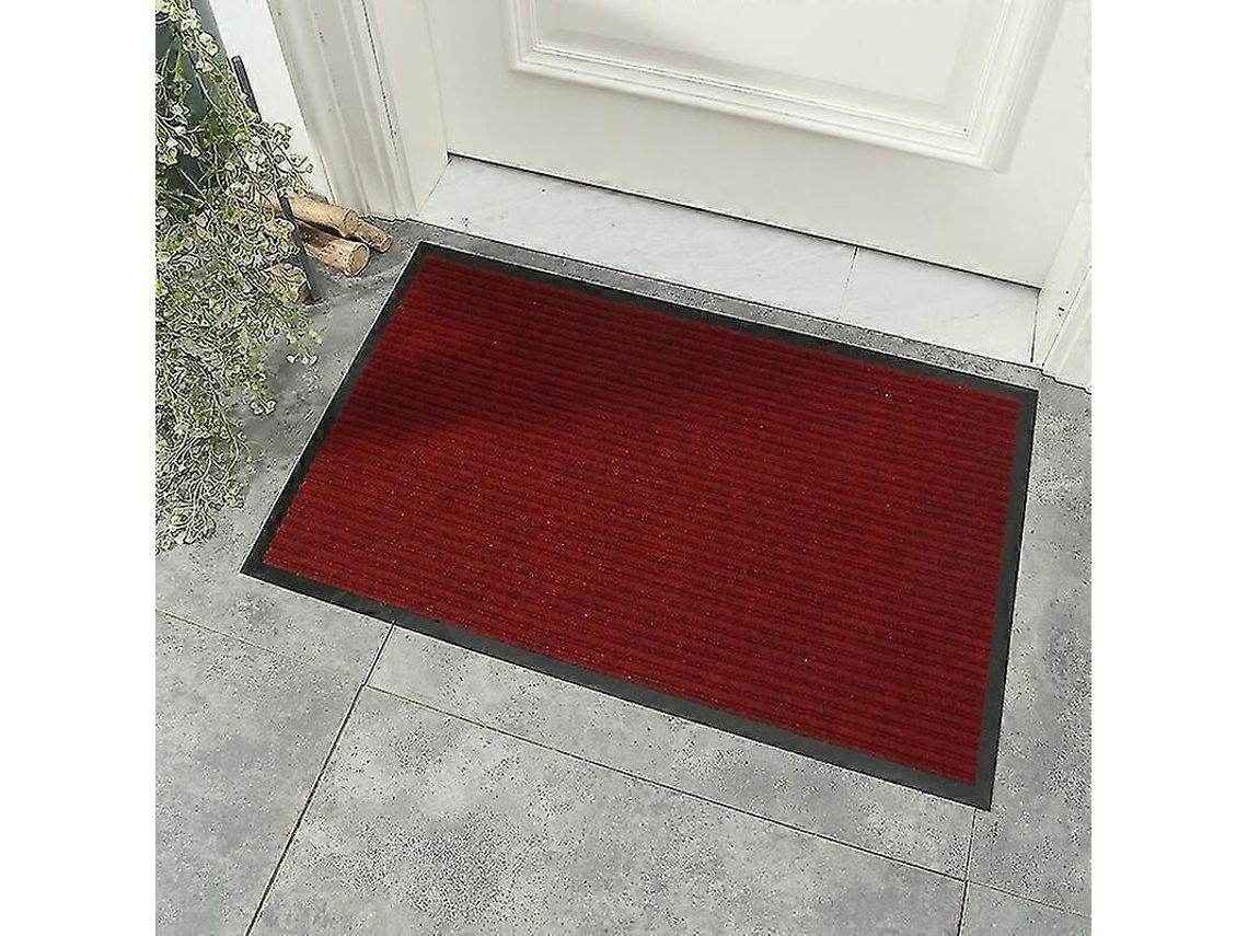 Felpudo Para Entrada Puerta Principal Interior Exterior Lavable Alfombra Antideslizante Pvc Absorbe Agua Rascador Zapatos Casa S 40x60cm Rojo