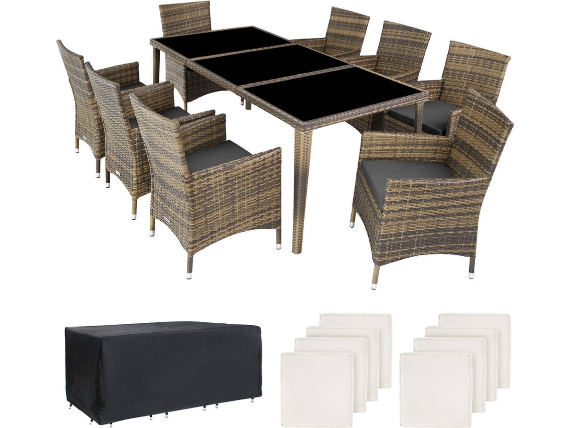 Tectake Conjunto De Rattan E Alumínio Menorca, Natural