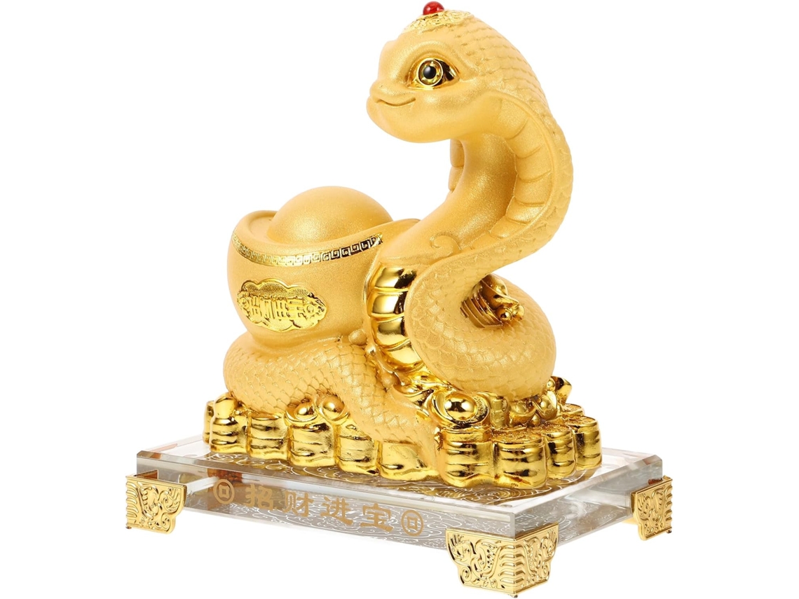 Estatueta Cobra Dourada Resina Decoração 2025 Ornamento Elegante Simboliza Prosperidade Ideal Eventos GOKOCO