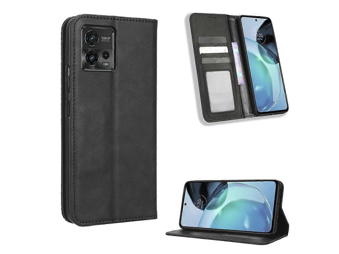 Capa De Celular Motorola Moto G72 4g Com Fecho Magnético E Textura Retrô Em Couro.