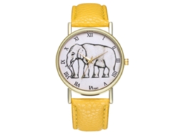 Reloj De Pareja Zhoulianfa De Cuarzo Con Correa De Pu Dial Redondo Amarillo