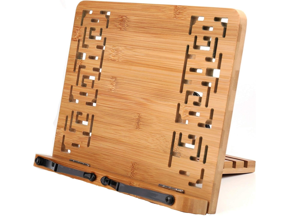 Suporte para Livros de Bambu com Design Retrô Elegante e Perfurado, Ajustável BRILVIBERA