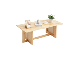 Mesa De Centro Em Madeira Natural Com Rattan Boho Tekmaquinas