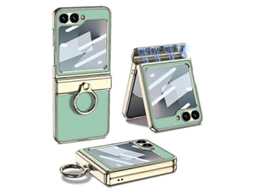 Capa De Celular De Couro Com Textura De Lichia Galvanizada Integrada Gkk Com Anel Para Samsung Galaxy Z Flip6