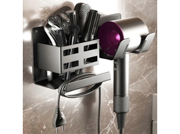 Suporte para Secador de Cabelo, Sem Necessidade Furar, com Organizador Cabos, Parede Cabelo Quarto, Hotel, GOKOCO