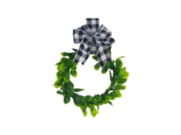 Fita Natal xadrez em branco e preto para decoração com laço e ramos de juta LAXISCREED