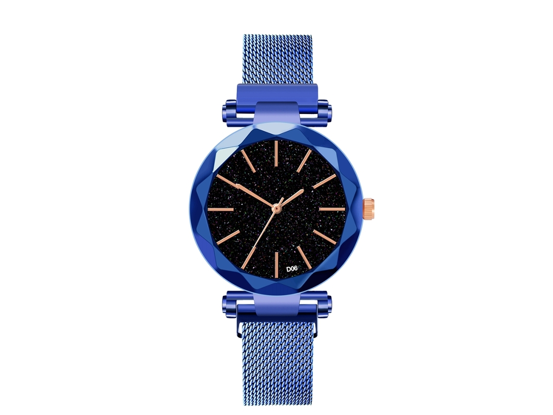 Reloj De Pulsera Hombre Moda Casual Dial De Aleación Espejo Cuarzo Azul
