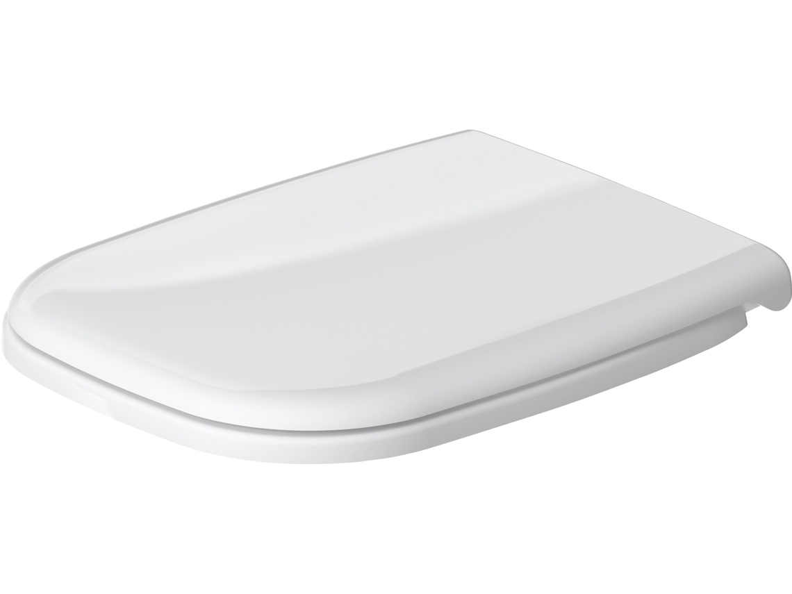 Assento De Sanita Duravit D Code, Dobradiças De Plástico, Com Mecanismo De Fecho Suave, Ligação De Parafuso, 359x443mm, Branco Alto Brilho, Dobradiças