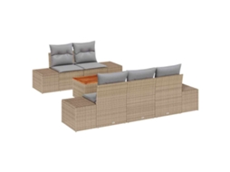 Conjunto de Sofás 6 Peças Jardim Bege e Cinza Claro Vime Pe MAISON EXCLUSIVE