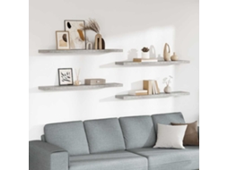 Vidaxl Prateleiras De Parede 4 Pcs 120x23,5x3,8cm Mdf Cinzento-cimento