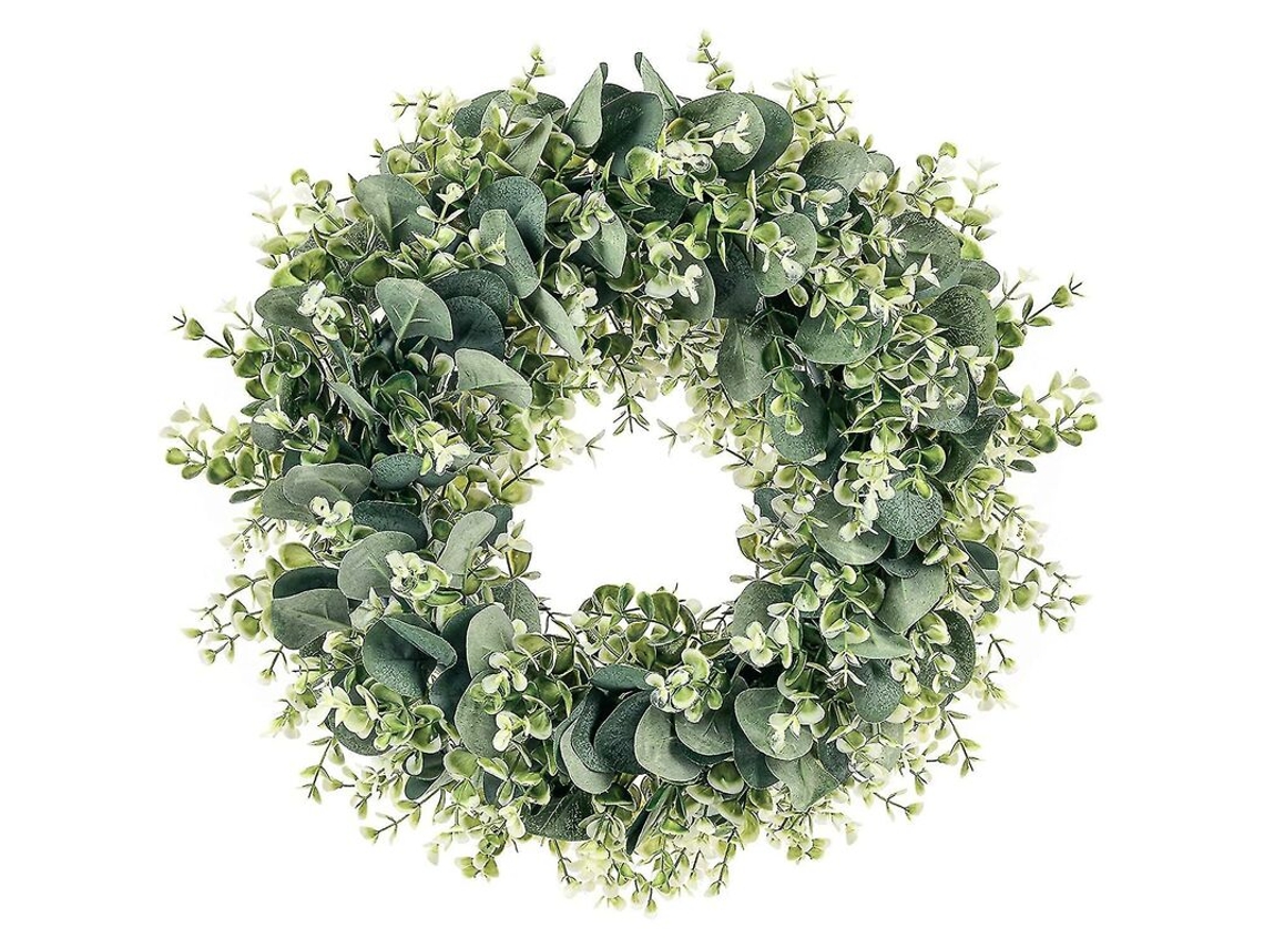 Guirlanda Verde Artificial de Eucalipto para Porta, 40 Cm , Ideal para Decoração de Primavera e Verão, Parede e Casa BRILVIBERA (16 Polegadas)