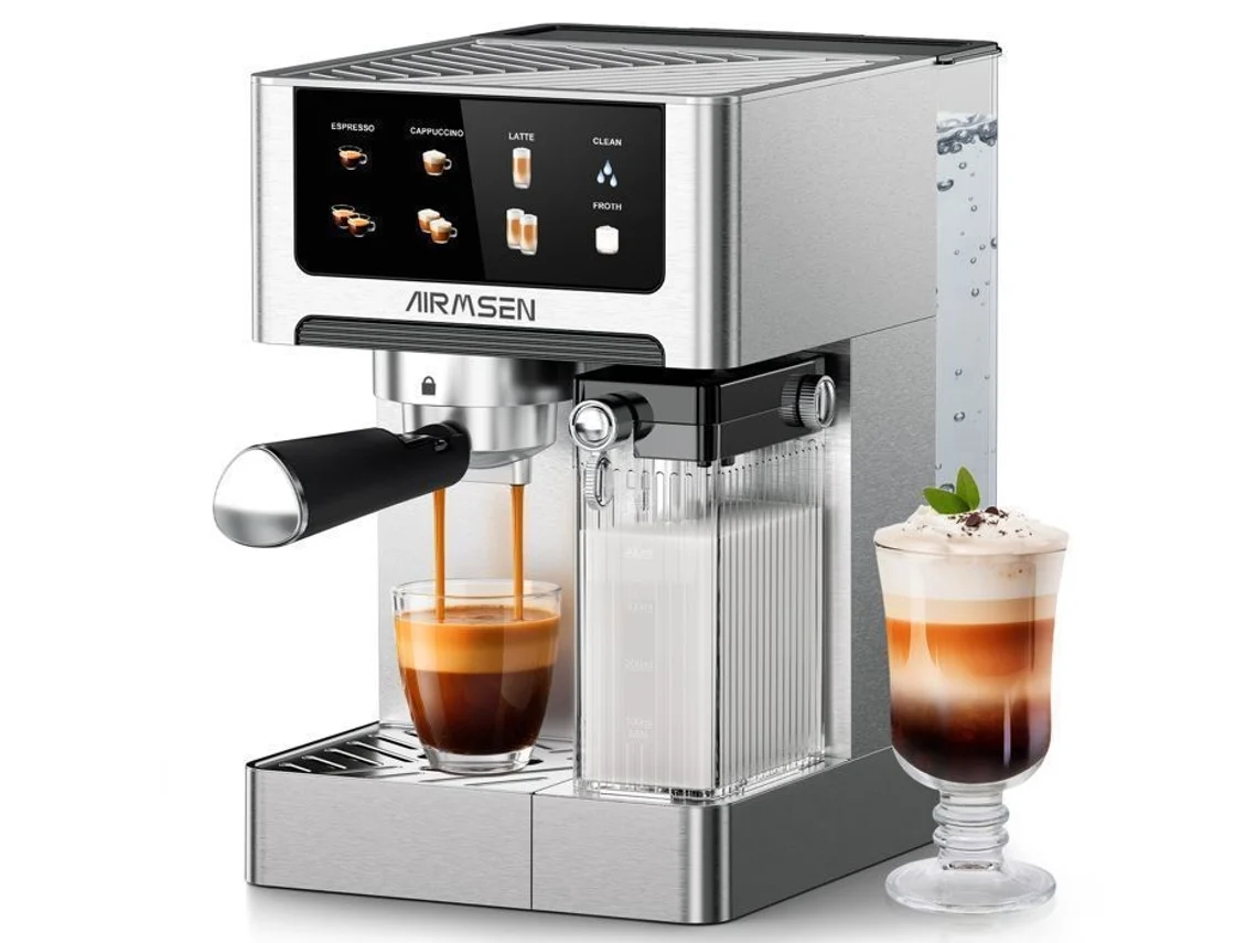 Máquina De Café Expresso Airmsen 3 Em 1 20 Bar Latte, Cappuccino, Dupla Caldeira Inox, Reservatório 1,8l, Espumador De Leite