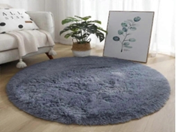 Lurelia Tapete Exterior Redondo Tecido Antiderrapante Lavável Macio Fofo Branco R781