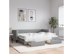 Sofá cama con cajones 80x200 cm Tela gris claro