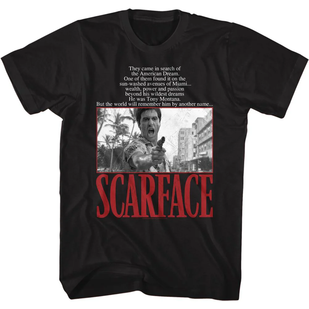 Unisex Adult T-shirt Rockinstone Scarface Movie American Dream Quote Black Sizexxl