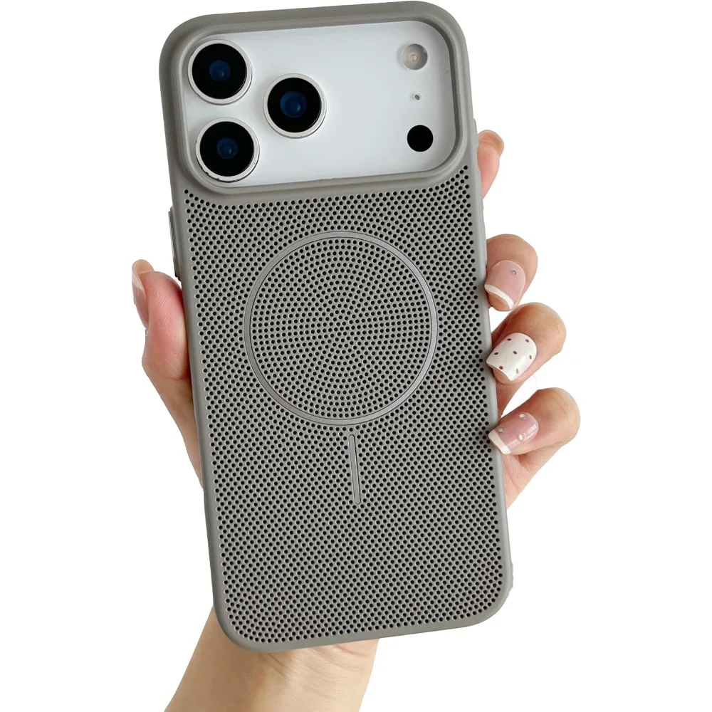 Capa Para Iphone 15 Pro Max (cinza), Com Carregamento Magnético Sem Fio Magsafe E Tela De Dissipação De Calor.