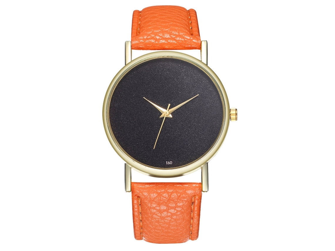 Relógio de pulso analógico Fashion Quartz com mostrador redondo (laranja)