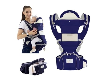 Canguru Multifuncional Ergonômico Fisiológico Com Assento De Quadril Multi-bolsos Para Bebê De 0 A 36 Meses - Azul Escuro