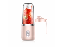 Liquidificadora Portátil Recarregável Rosa, 6 Lâminas Em Aço Inoxidável, Copo Individual Com Tampa