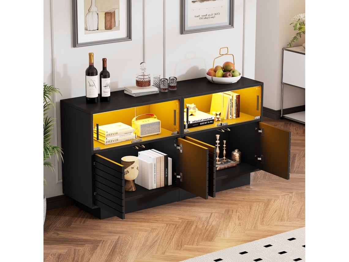 Vitrine 130x35x68cm 3 Níveis Vidro Deslizante Led 30kg