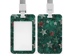 Suporte Crachá com estrelas verde-brilhantes e protetor de cabo vertical, capa impermeável de plástico Crachá, Estojo