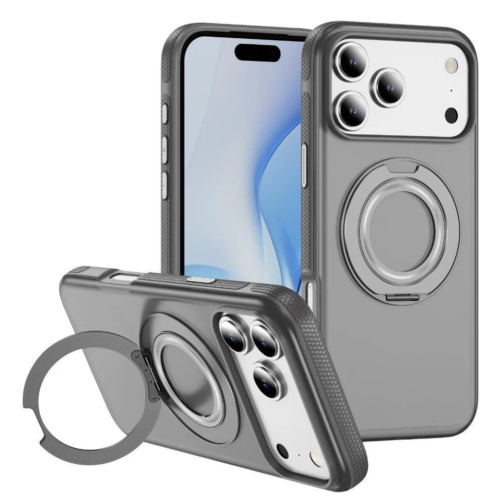 (cinza, Iphone 14 Plus) Capa Fosca Para Celular, Compatível Com Magsafe, Com Suporte De Anel Giratório De 360°.