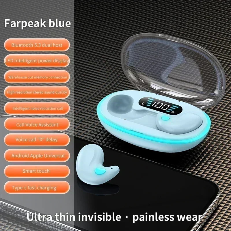 (azul) Fones De Ouvido Tws True Wireless Com Cancelamento De Ruído, Ideais Para Esportes, Jogos E Sono.