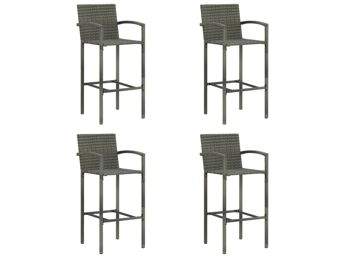 Vidaxl Bancos De Bar 4 Pcs Vime Pe Cinzento