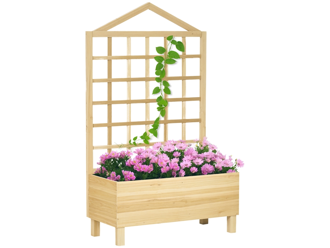 Vaso Externo em Madeira de Abeto com Grelha e Furos de Drenagem. 90x43x150 Cm Ge