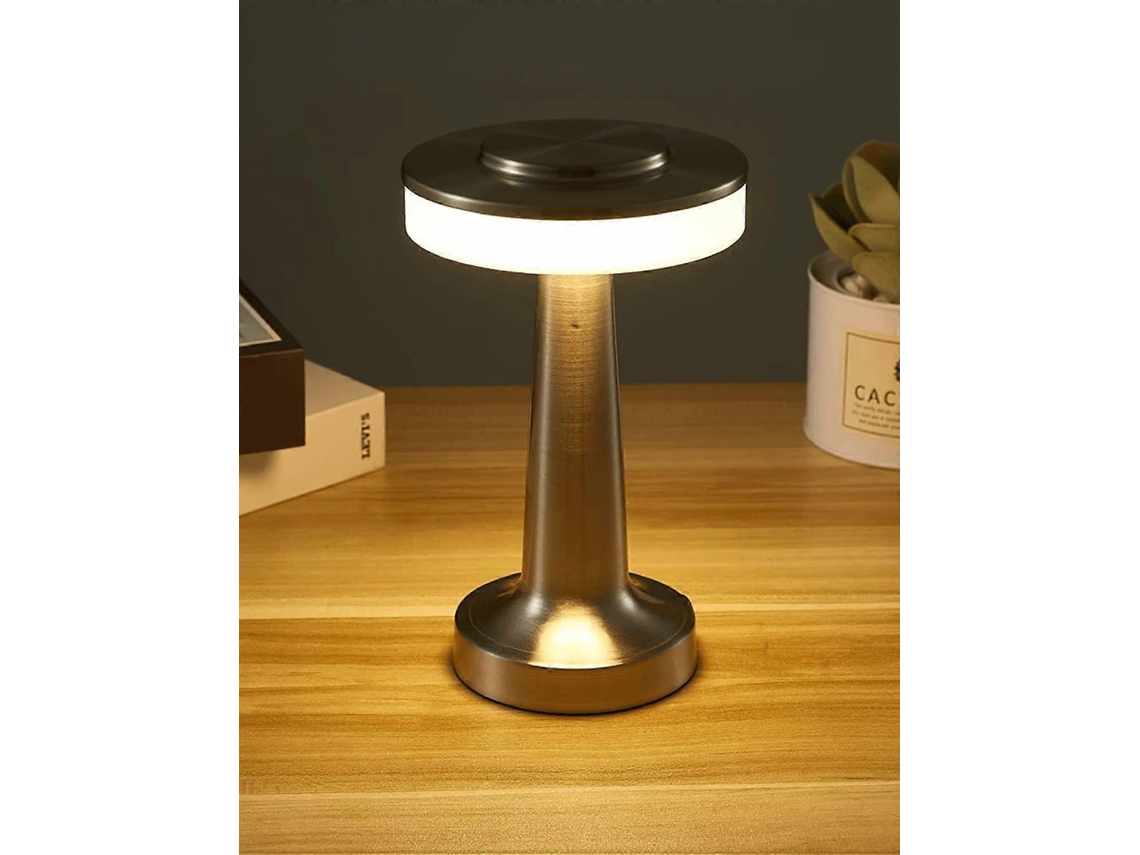 Omni lâmpada de Mesa Led Sem Fio com Sensor Táctil Recarregável, Ideal para Bar, Restaurante, Café e Quarto, Prata