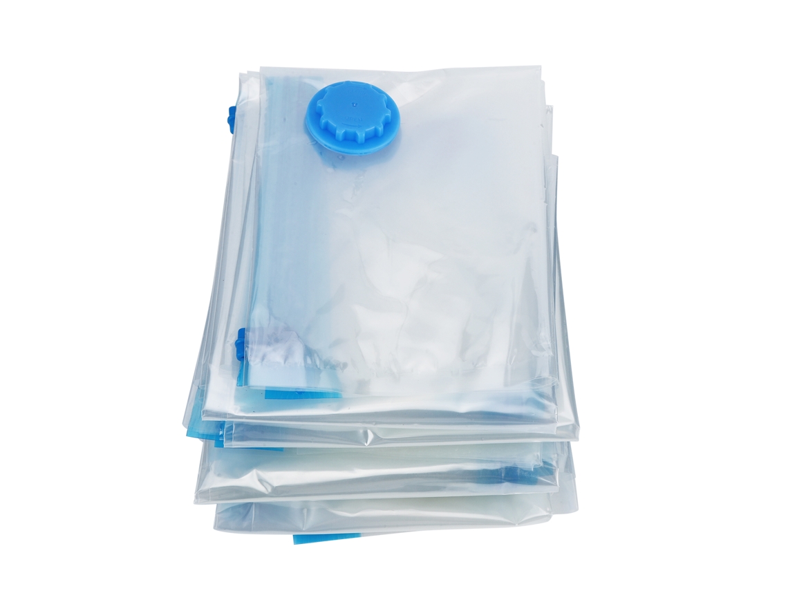 Conjunto de 6 sacos de armazenamento a vácuo transparentes para colcha roupa viagem com fechamento duplo e válvula anti vazamento S/MARCA