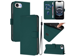 Capa De Couro Sintético Para Iphone 16e - Toque Suave - Cor Sólida - Com Cordão