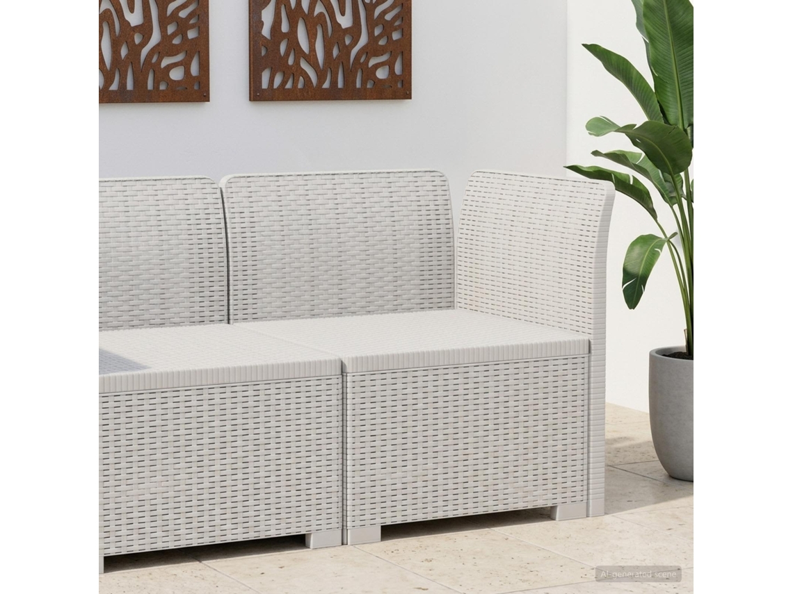 Vidaxl Sofá De Jardim 1 Lugar Look Rattan Pp Branco