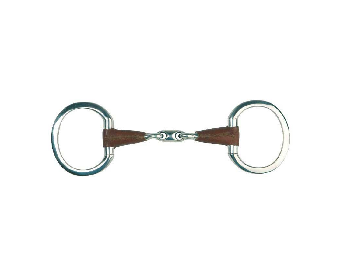 Snaffle de Couro Cruzado Duplo Olive Prateado 135 Mmmetalab