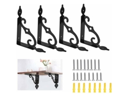 Suporte Triangular Para Prateleira, 4 Peças, Ferro, Para Parede, 140 X 110 Mm, Preto