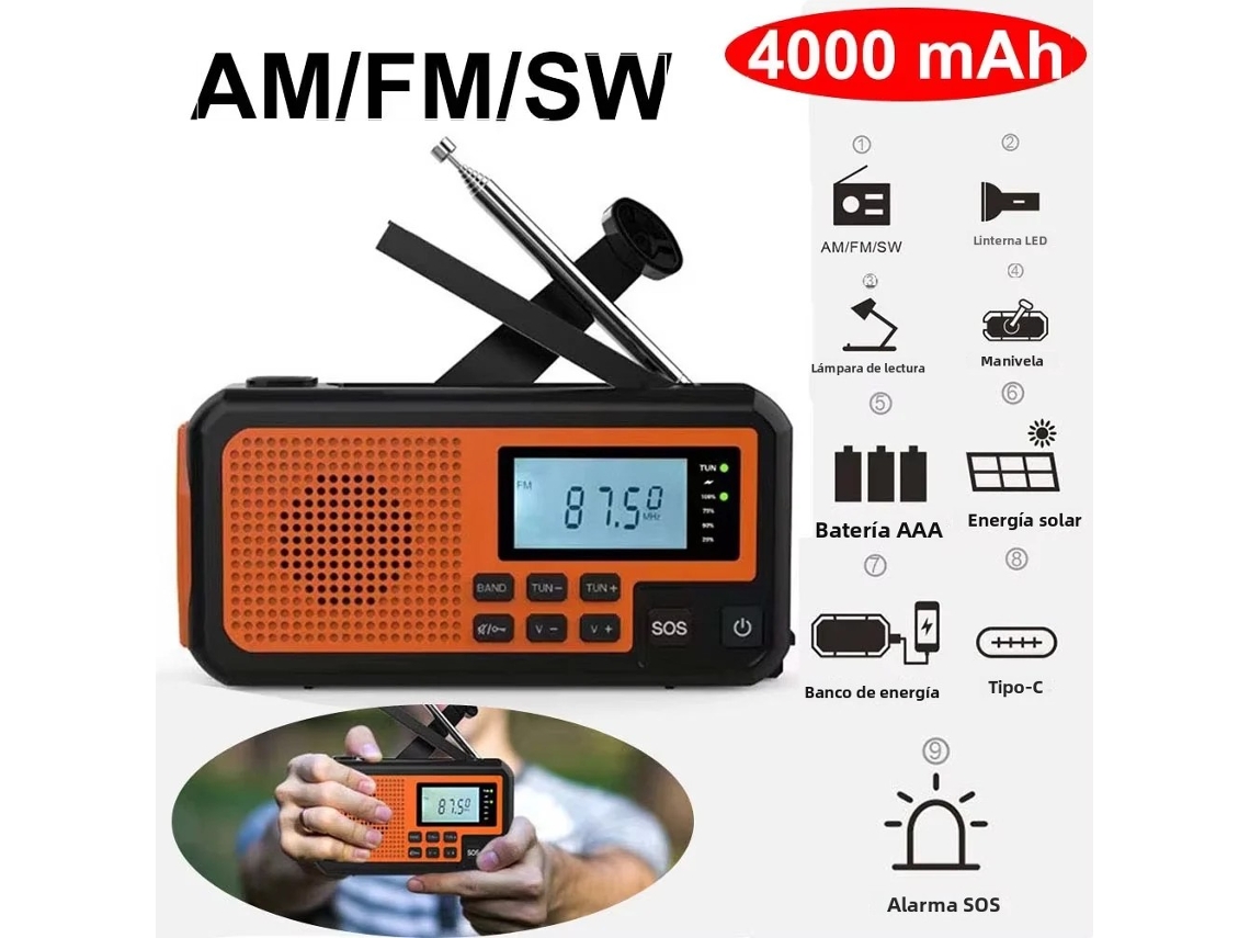 (f2) Rádio Solar Portátil De Emergência